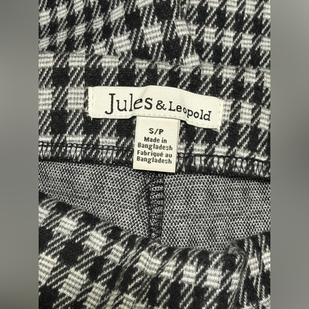 Wide-Leg Houndstooth Pants Black & White Pull On Pant Trousers preppy career, S - Picture 13 of 15